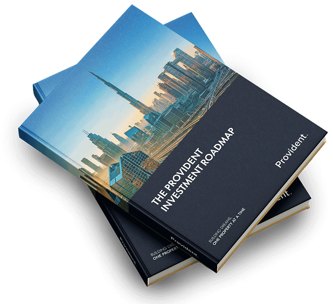 The Provident Investment Roadmap guide books with a Dubai skyline cover